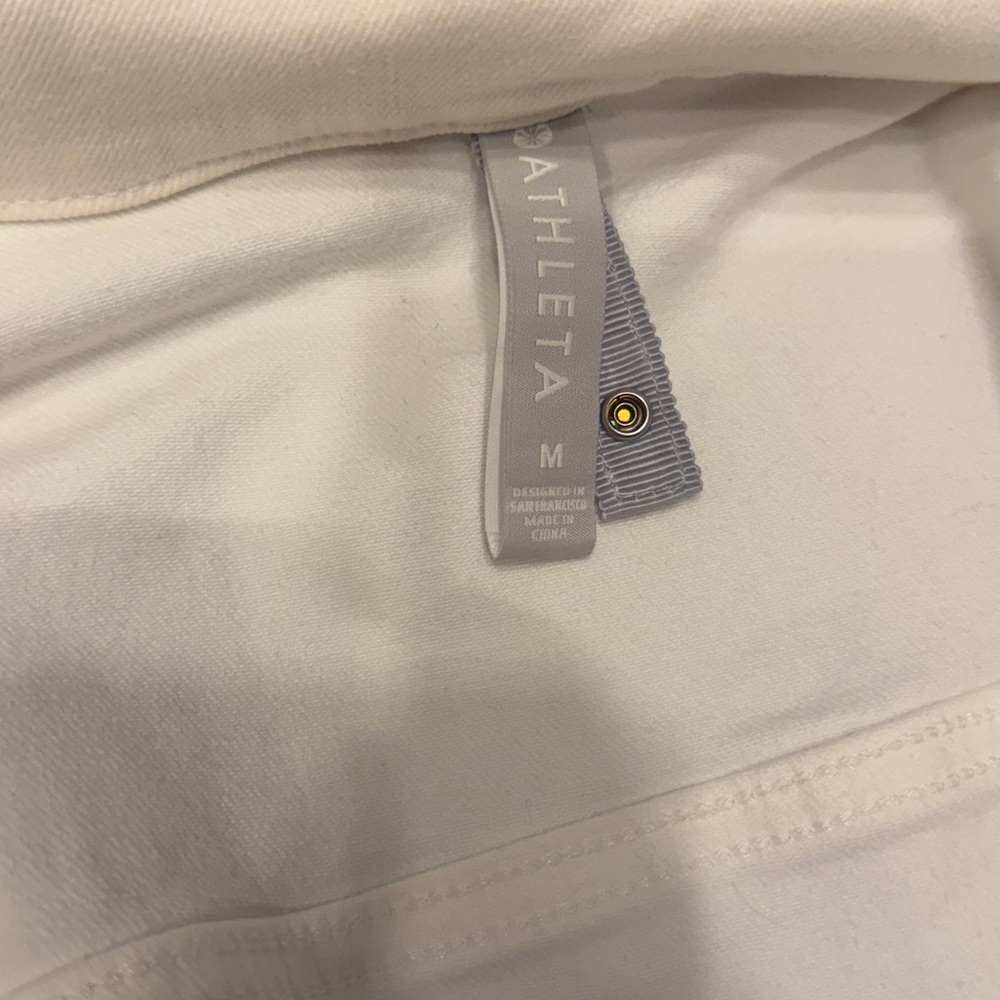 Athleta runners White Denim/ Gray Hoodie vest attachment - women’s size medium - Picture 7 of 10